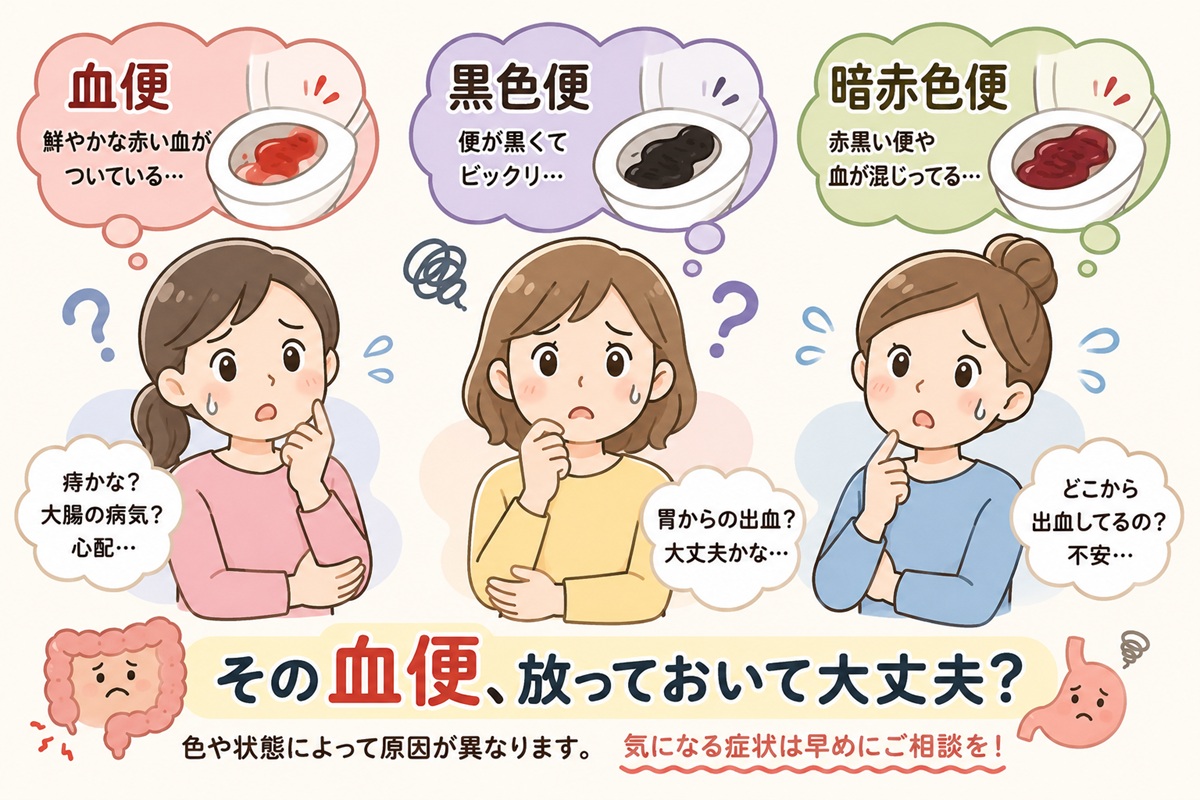 血便の種類とは│色や出方で考えられる病気・出血部位を解説│ほりた内科・消化器内視鏡クリニック
