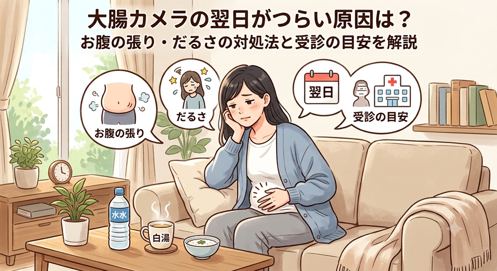 大腸カメラの翌日がつらい原因は？お腹の張り・だるさの対処法と受診の目安を解説